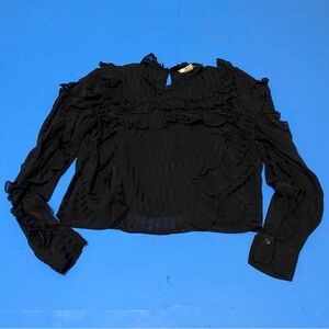 H&M Whimsigoth Elegant Black Ruffled Women's Top